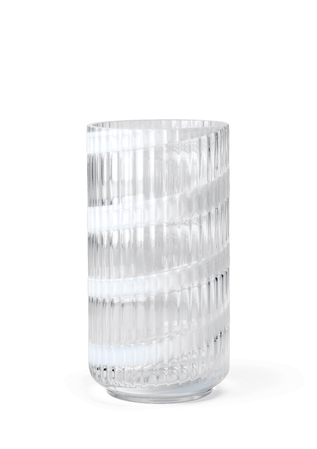 Lyngby Vase H20.5 cm swirl hvid mundblæst glas