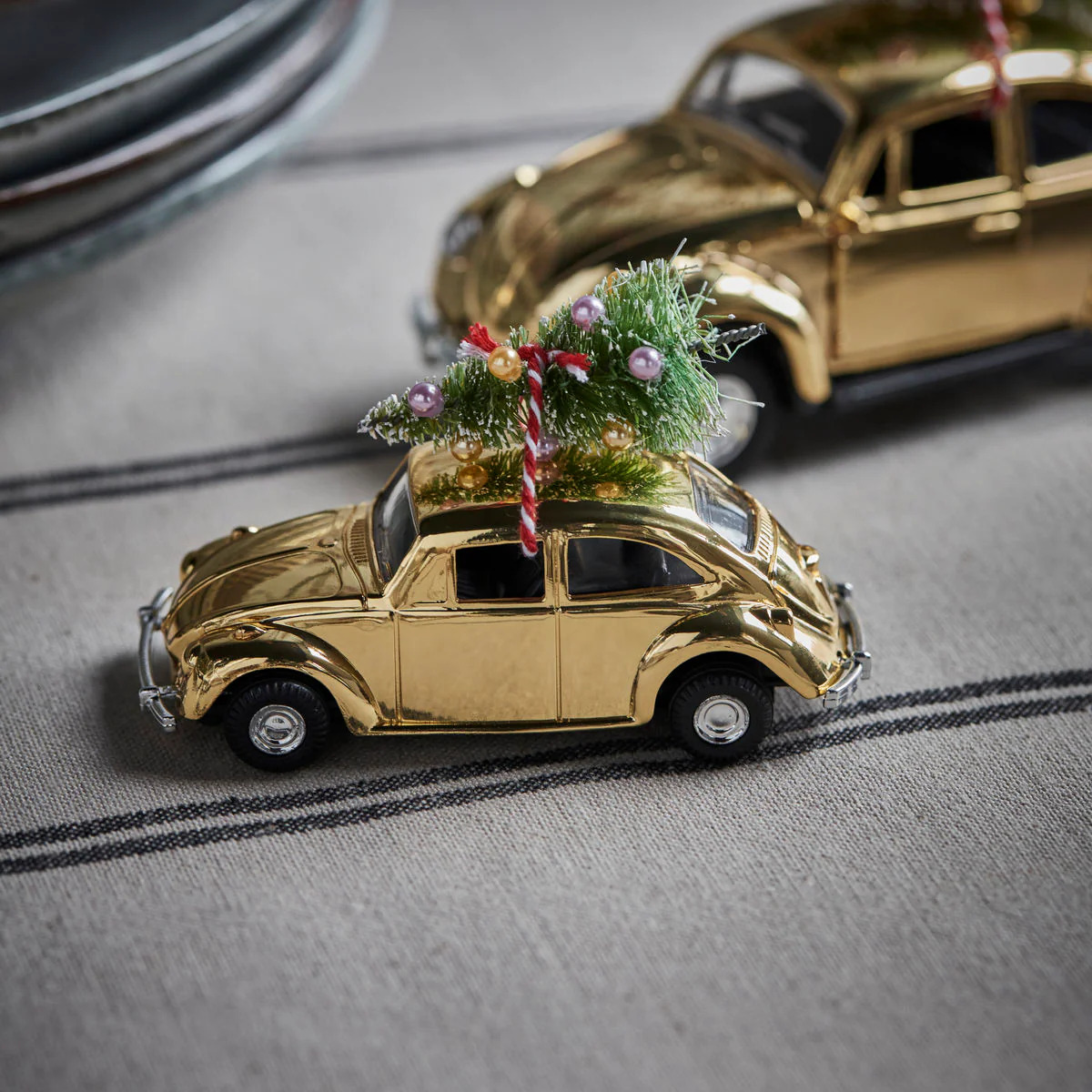 Dekoration, Mini Xmas car, Gylden*