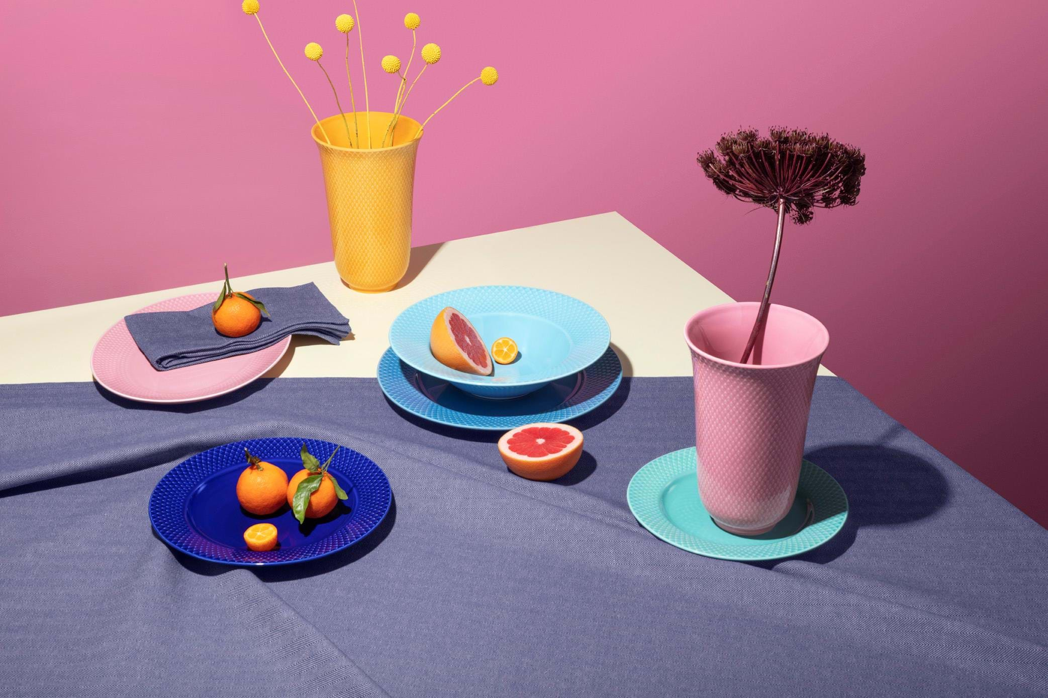 Rhombe Ovalt serveringsfad 28x21 cm, rosa