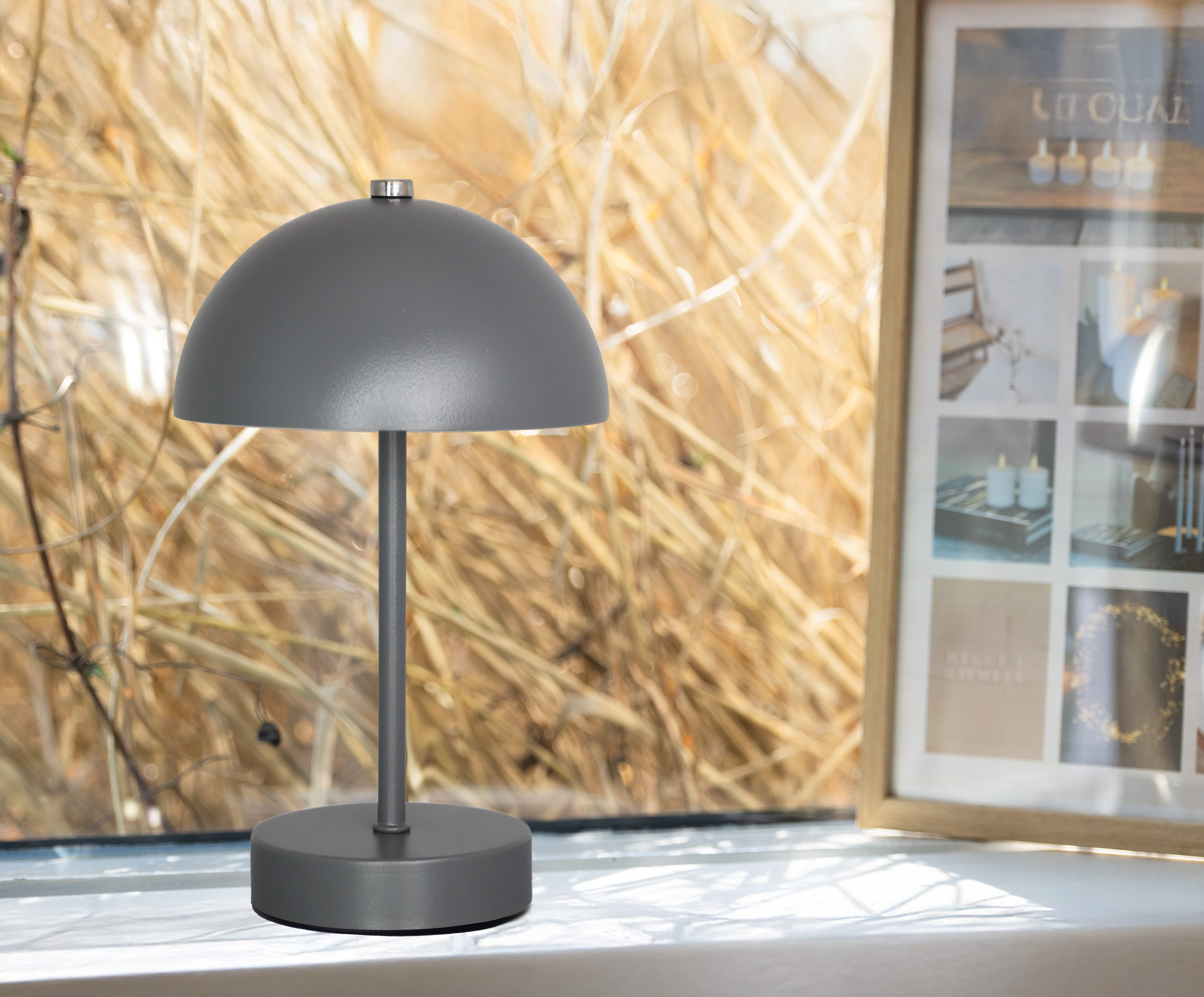 Skandi GOP genopladelig Bordlampe Ø15 cm x H25,5 cm - Grå