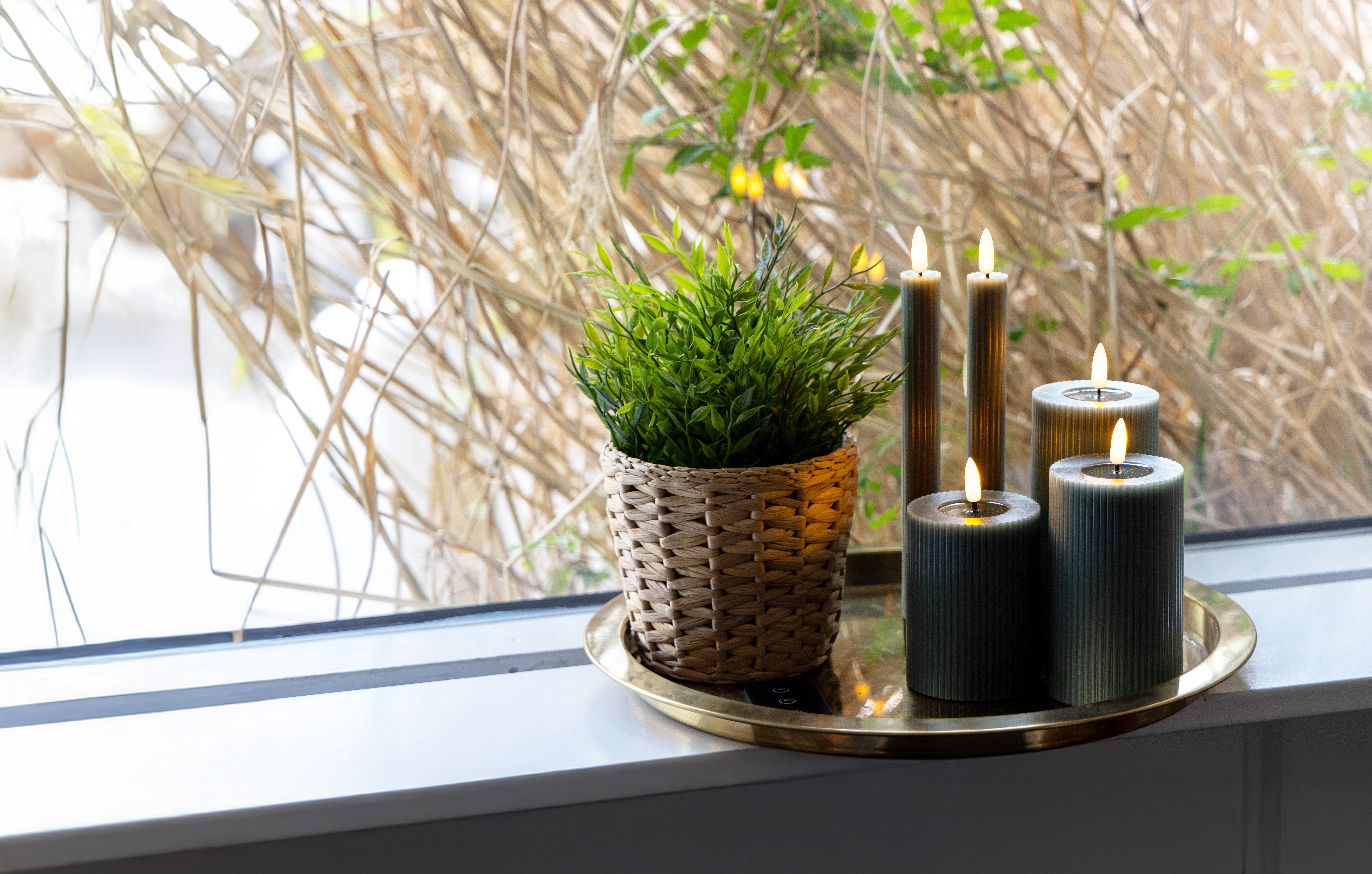 Skandi LED lys Rillet Sæt - 6 Dele - Grøn, inklusiv fjernbetjening