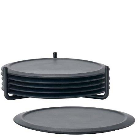 Zone Singles Glasbrikker sæt m. 6 stk. coasters Sort