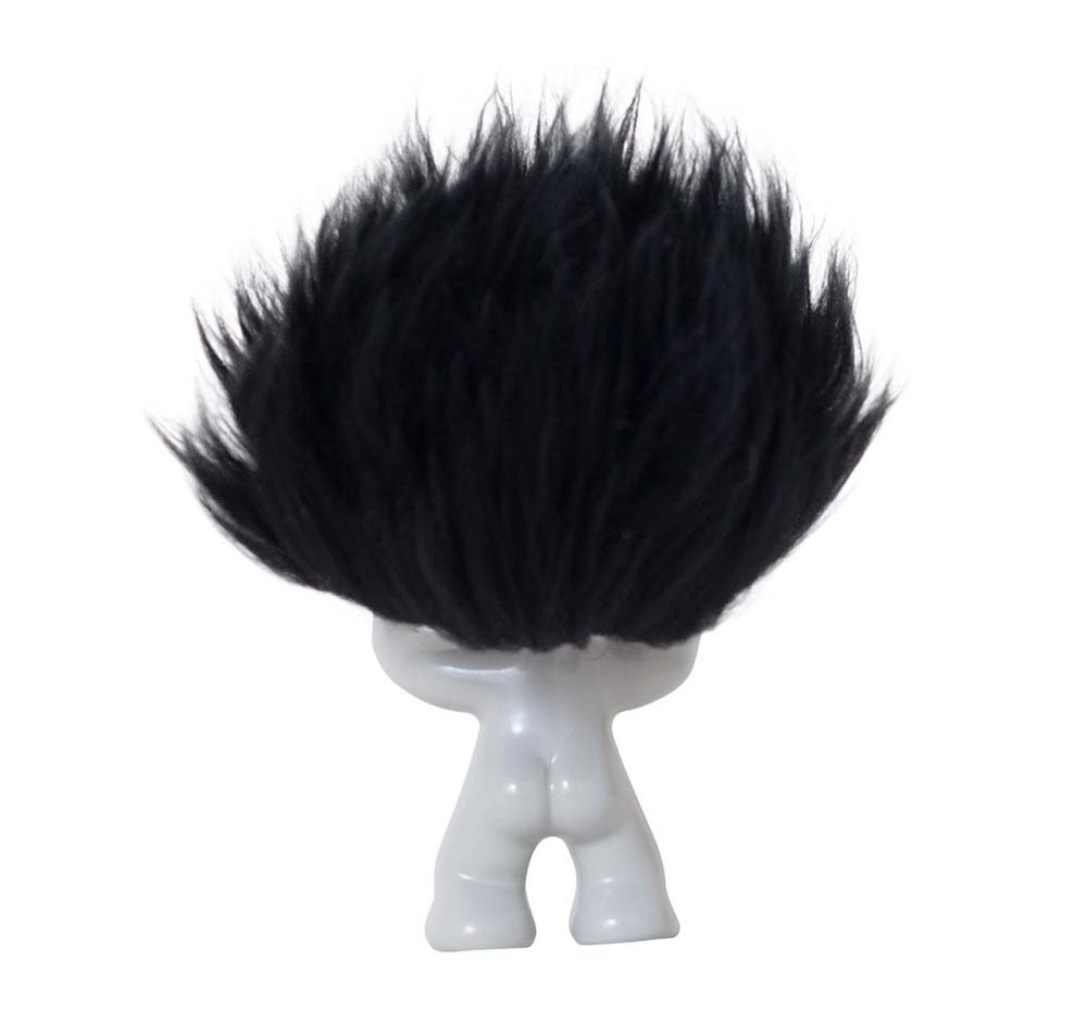 Lykketrold, lysgrå/sort hår, 9 cm*