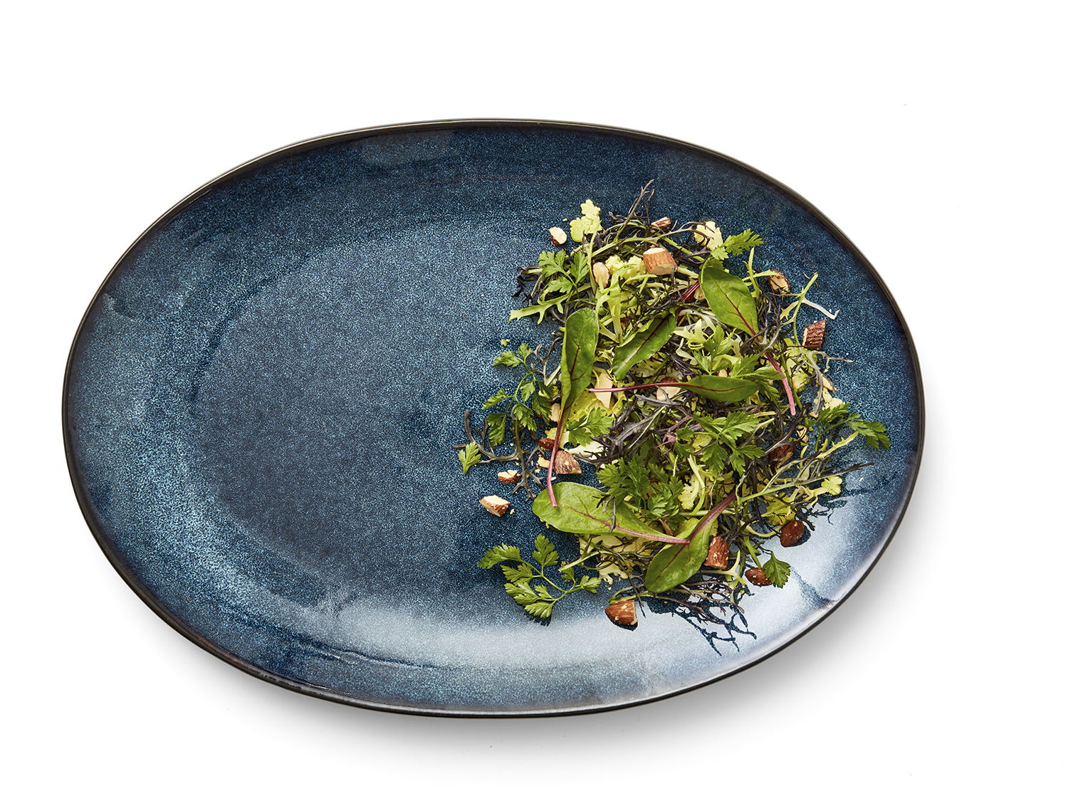 Fad oval 36x25cm s/mblå