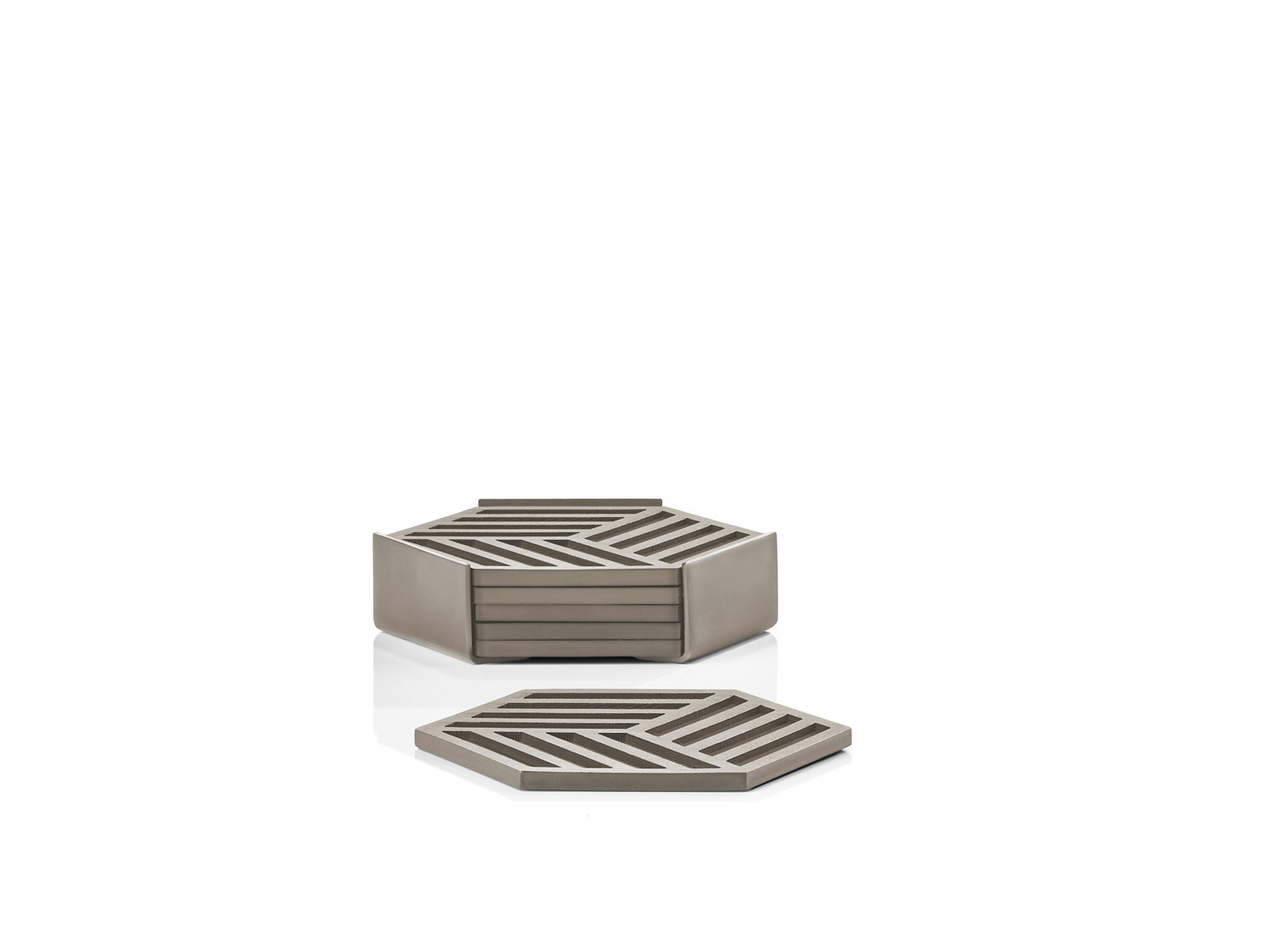 Glasbrikker Hexagon 10 x 10 x 3,2 cm Taupe Silikone/Metal
