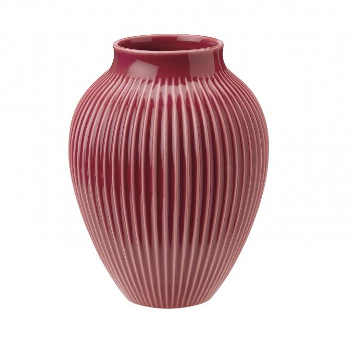 Knabstrup, vase, riller bordeaux, 20 cm*