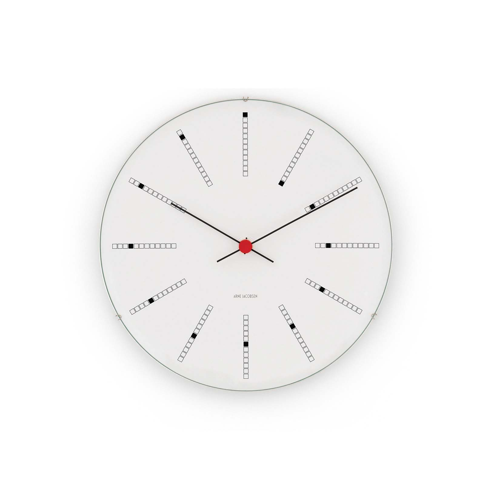 Arne Jacobsen Bankers Vægur Ø16 cm hvid/sort/rød Arne Jacobsen Bankers Vægur Ø16 cm hvid/sort/rød