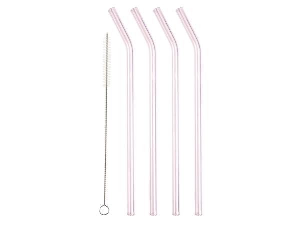 Sugerør med knæk 21,5 cm 4 stk. Pink Glas