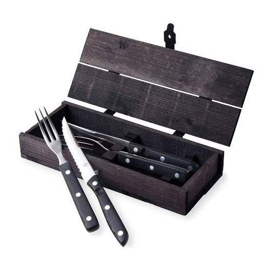 Gense Old Farmer black Steakbestik/grillbestik 4 dele Sort/Stål Gense Old Farmer black Steakbestik/grillbestik 4 dele Sort/Stål