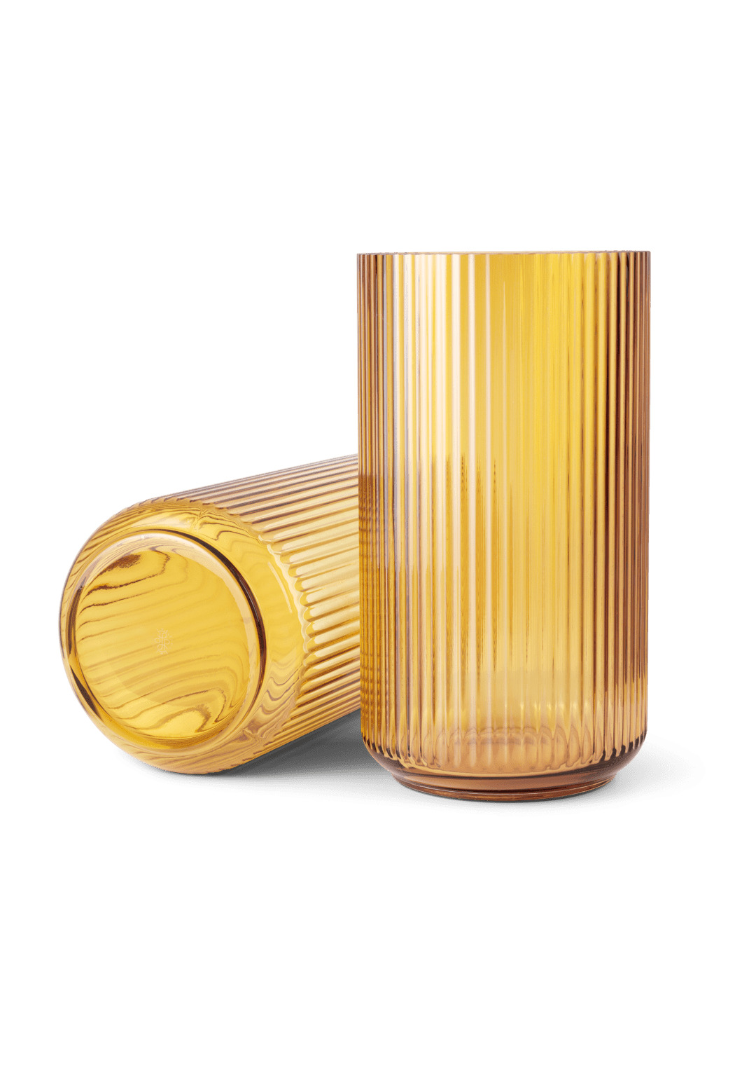 Lyngby Vase H38 cm amber mundblæst glas