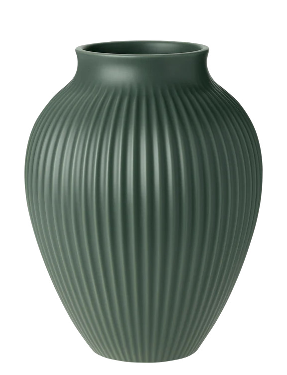 Knabstrup vase H 27 cm ripple mat celadon grøn