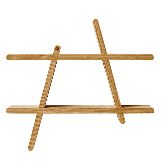 A-Shelf - Medium - Natur, L52xD9xH46 cm - 100% Massiv Eg - Natur Olie