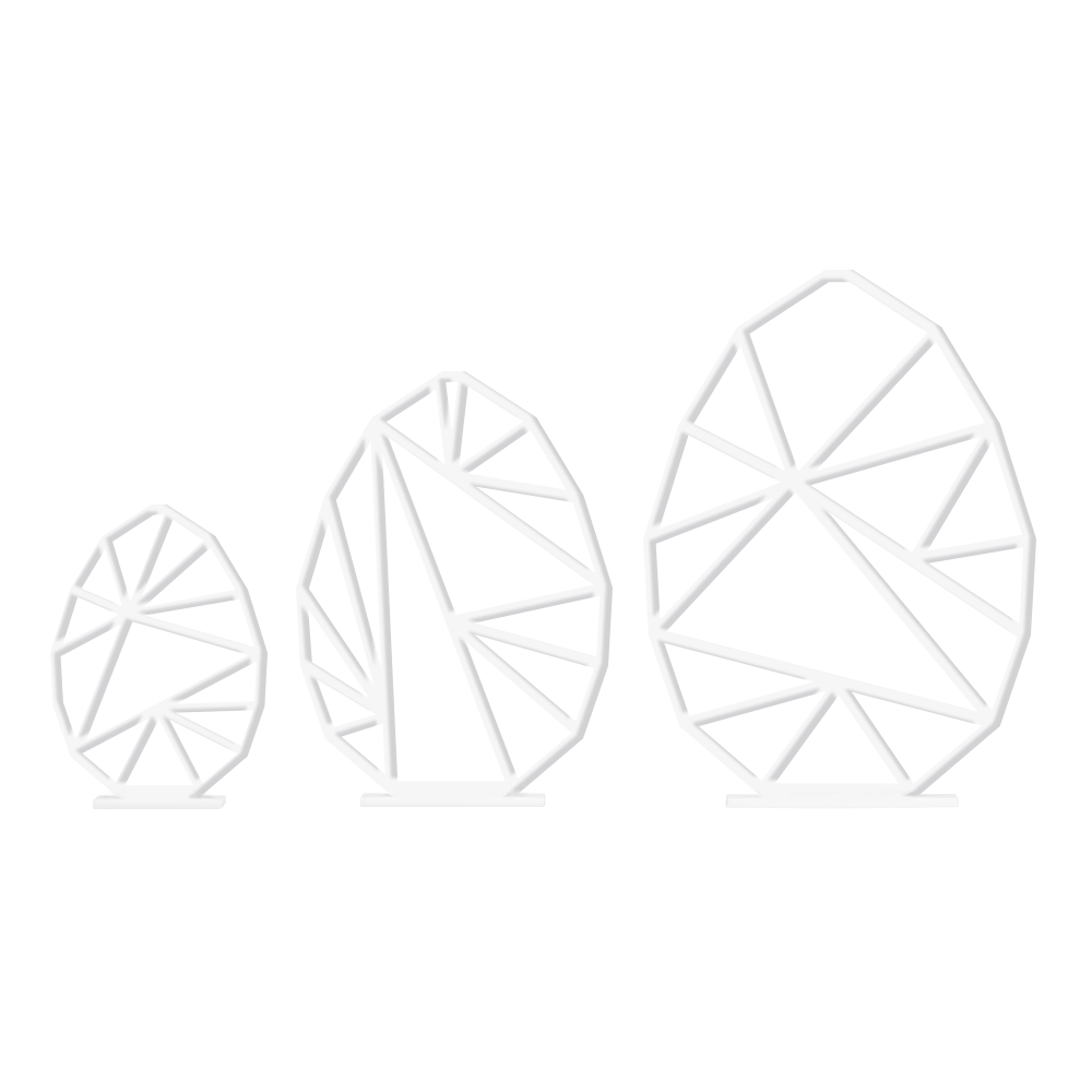 Triangle easter eggs, set on foot, white, 3 pcs. 