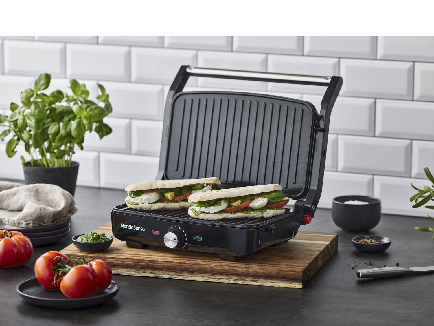 Paninigrill 1600 watt Stål/Sort