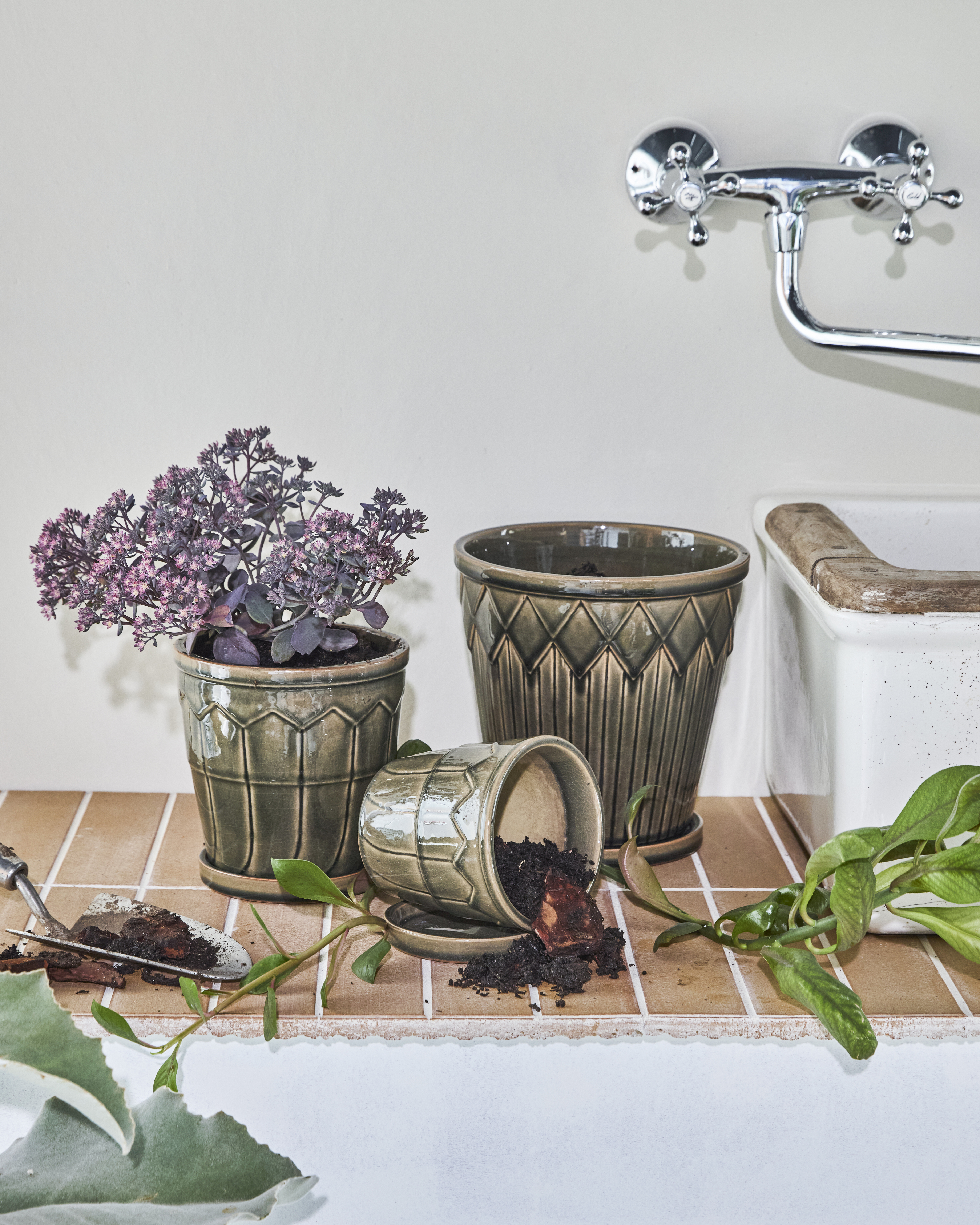 Urtepotte, Cora, 3 stk, Grå