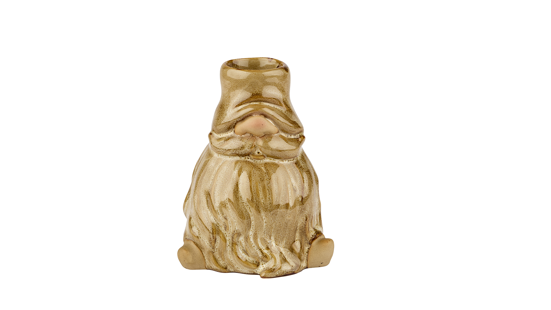 Lysestage Santa 11 cm Grøn/Brun Keramik