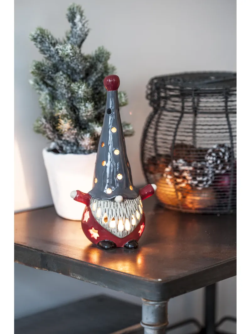 Fyrfadsstage/Lantern, Santa Hugo H.24 cm, rød