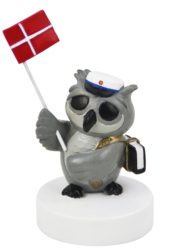 Ugle med bog og flag, blå Ugle med bog og flag, blå