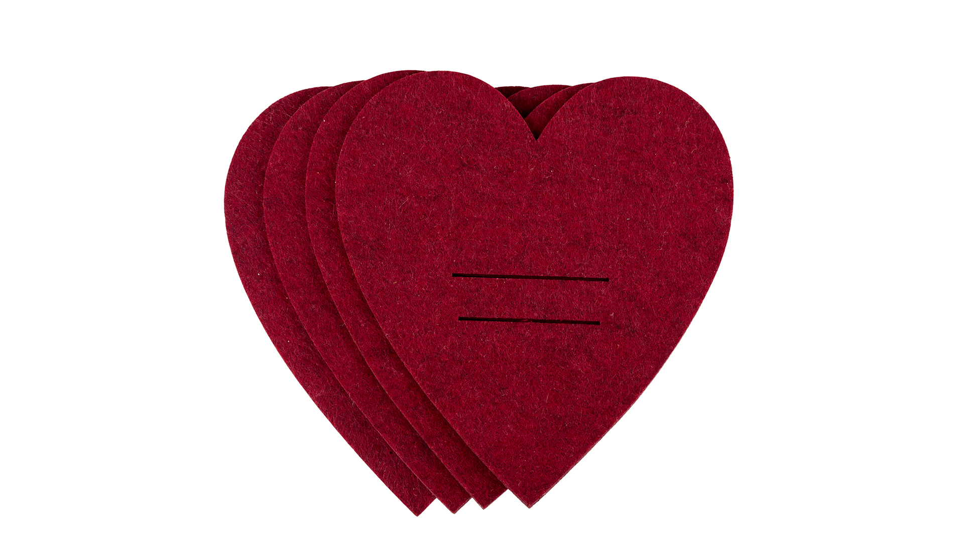 Hjerte Bestikholder 4 stk 16 cm Rød