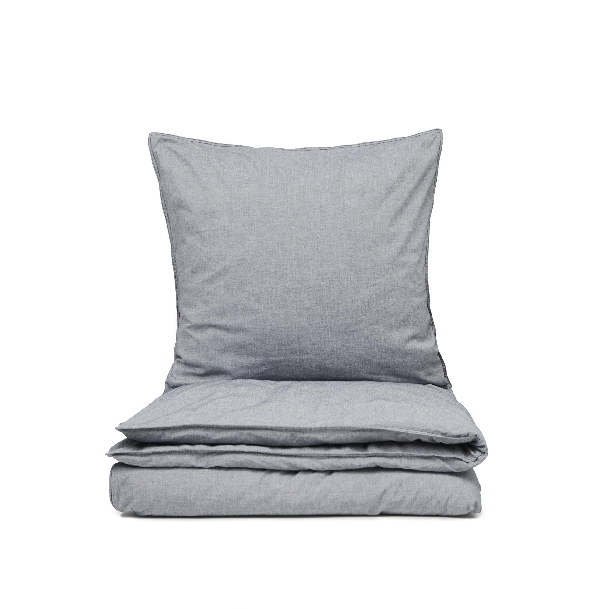 Sengesæt Recycled Chambray Mille 140x220cm, Dark Grey