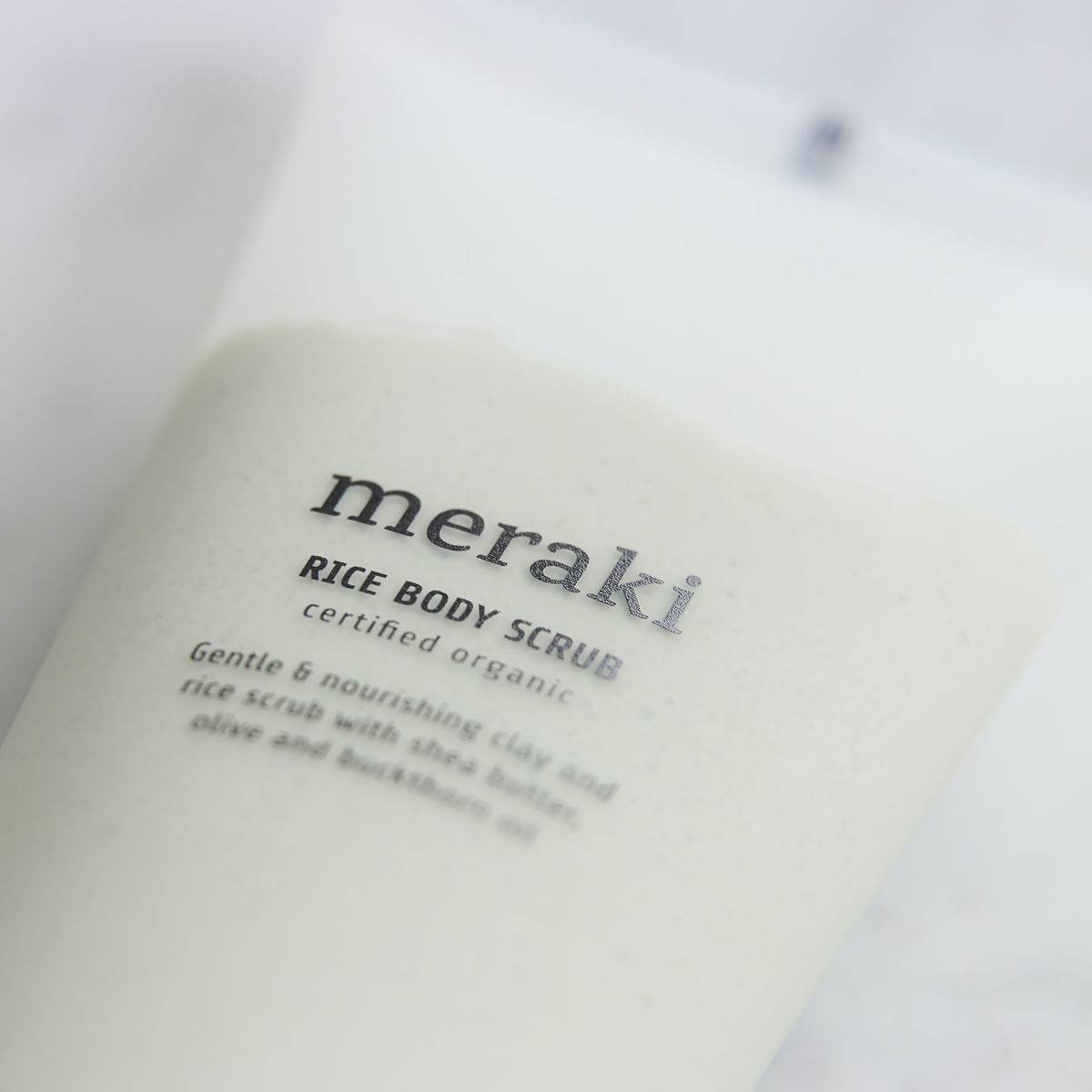 Meraki, Rice body scrub