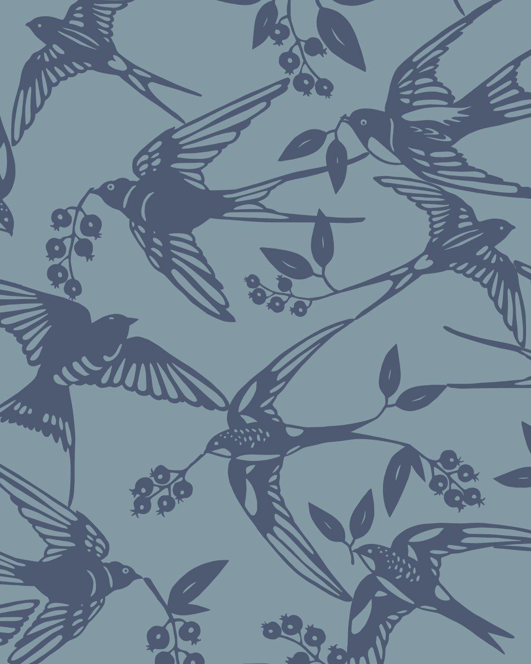 Akryldug med antiskrid – Bird Arona Blue – Notes by Susanne Schjerning