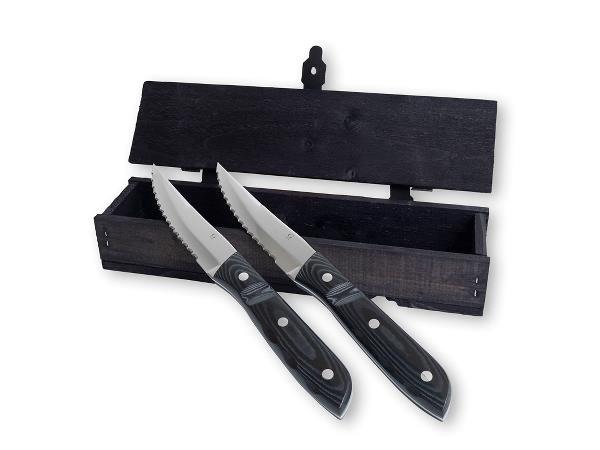 Gense Old farmer micarta Steakkniv xl 23,5 cm 2 stk. Sort/Stål Gense Old farmer micarta Steakkniv xl 23,5 cm 2 stk. Sort/Stål
