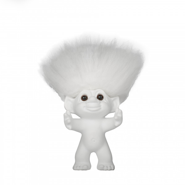 Lykketrold, Mat hvid/ hvidt hår 12 cm* Lykketrold, Mat hvid/ hvidt hår 12 cm*