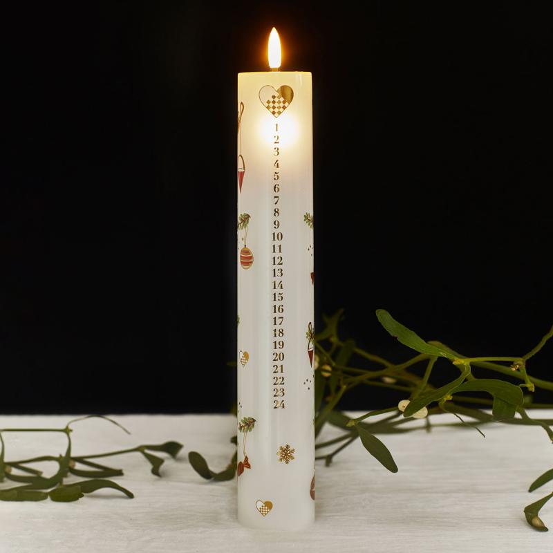 Mie Kalenderlys, Hvid,  Ø5 x H29 cm