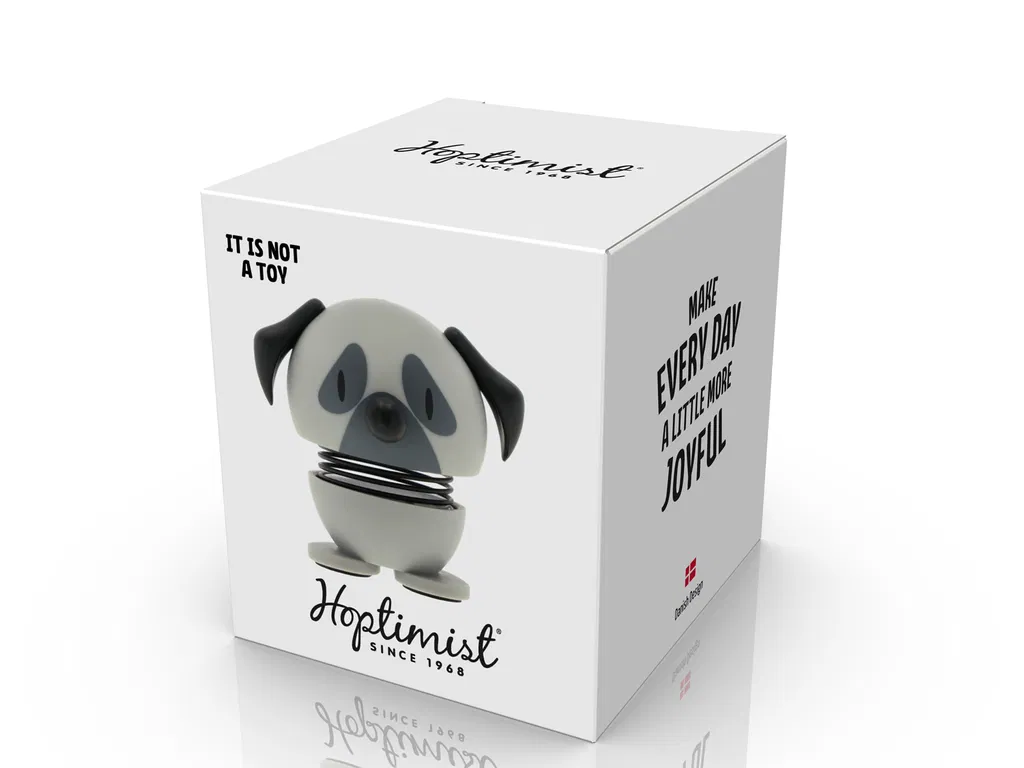 Hoptimist Mops Hund 4,4x4,8x4,9 cm, Mini, Grå