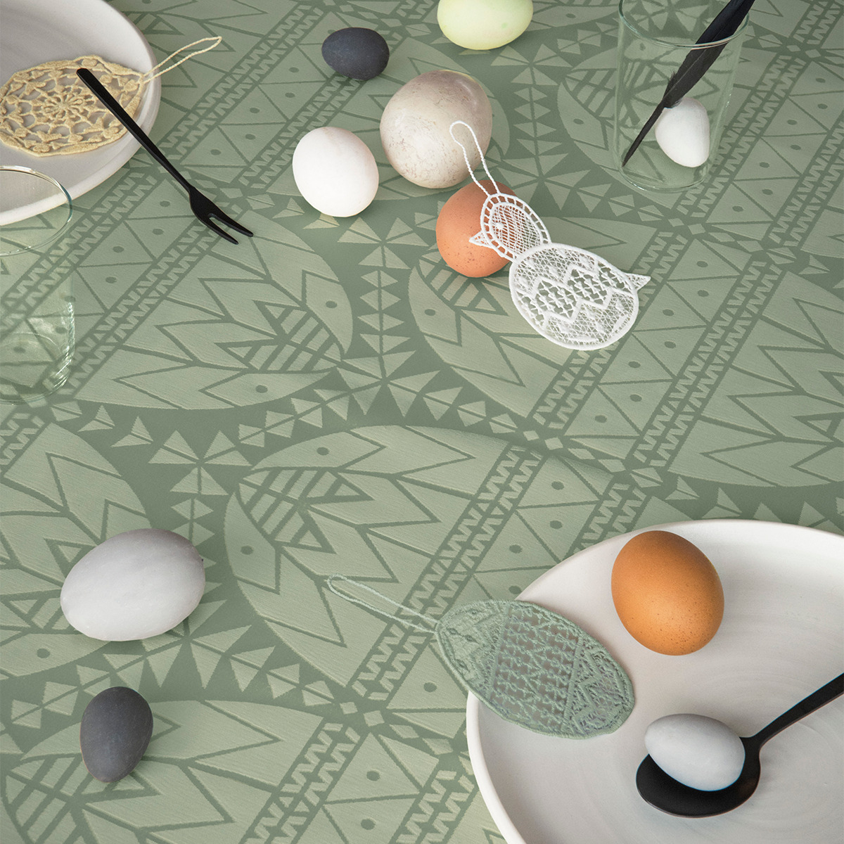 Påske Damaskdug lys grøn 150x370 cm* Påske Damaskdug lys grøn 150x370 cm*