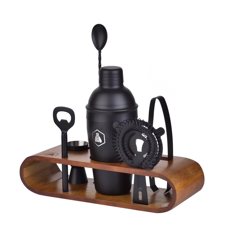 Laguiole Cocktail Sæt 7 dele med holder i træ