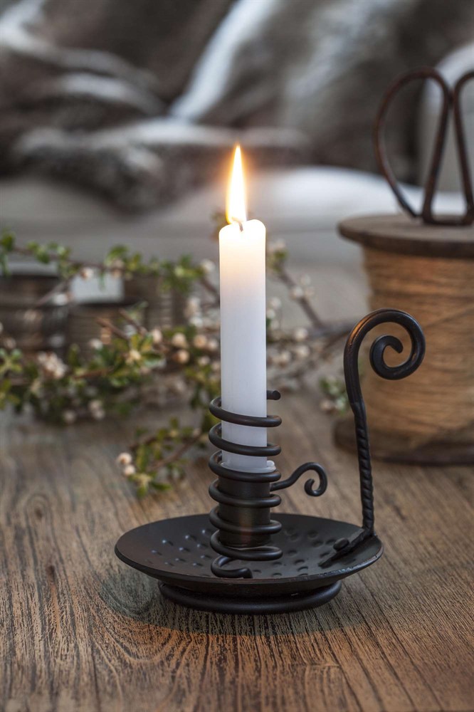 Stump Lysestage H.14 cm, sort