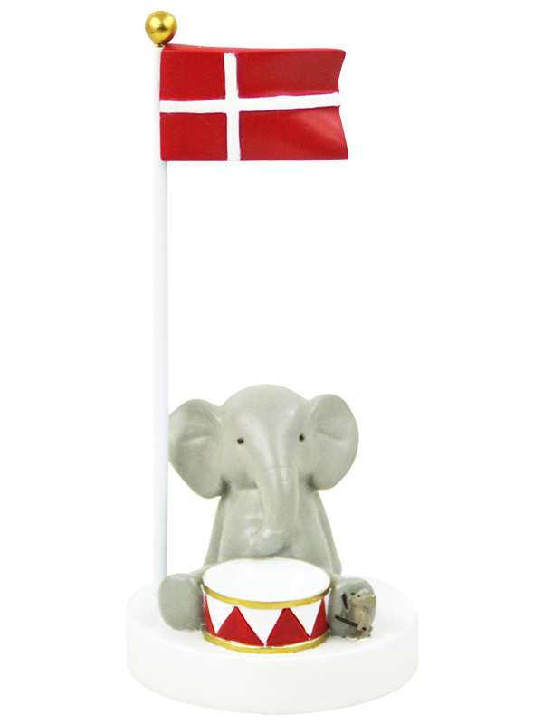Bordflag, elefant med tromme Bordflag, elefant med tromme