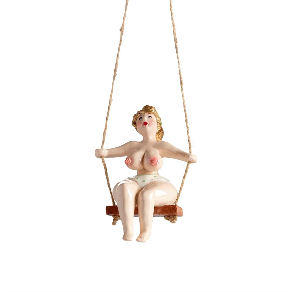 Hanging Berit på gynge, green H.13,5cm