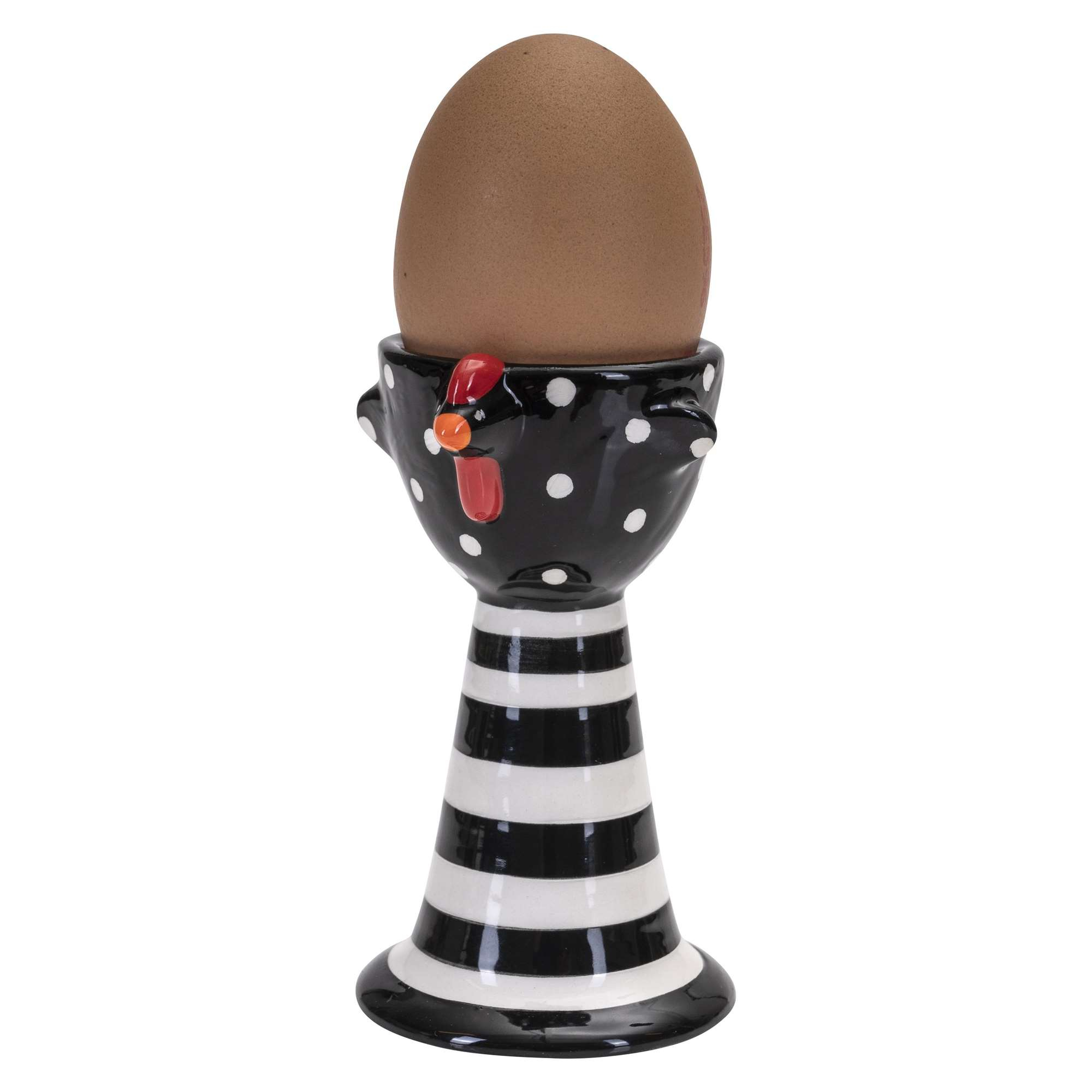 Æggebægere med Høns 2stk black/white H10.5cm Æggebægere med Høns 2stk black/white H10.5cm