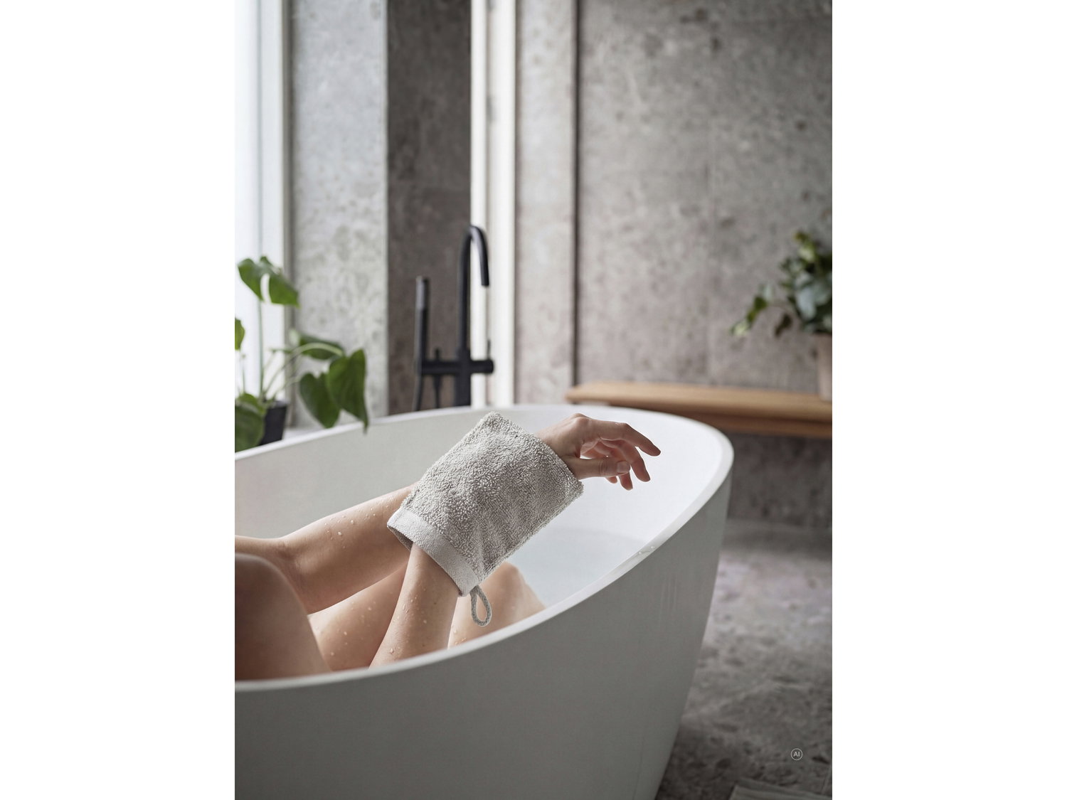 Vaskehandske Sauna Soft Grey