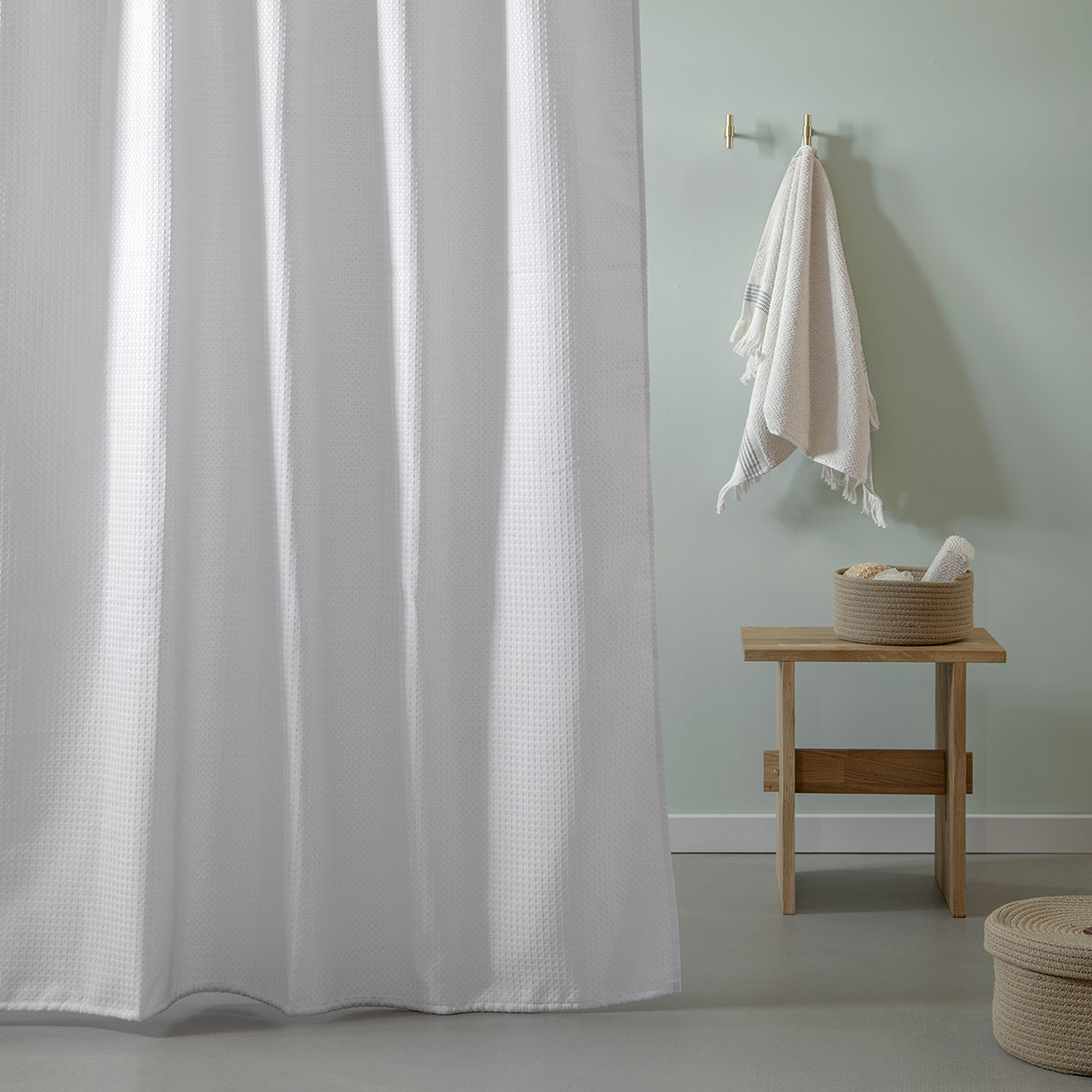 MOUD Home WAFFLE Badeforhæng i hvid - 180x200 cm