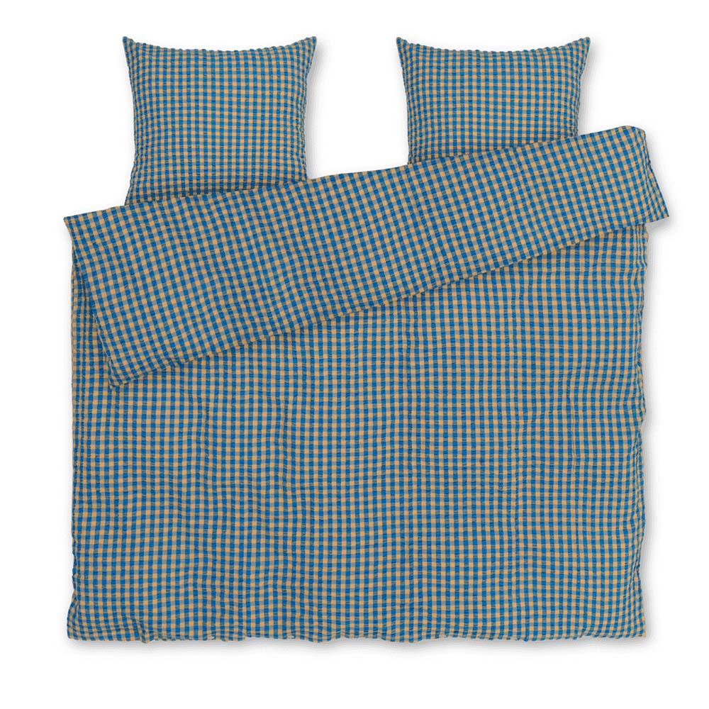 Bæk&Bølge Sengetøj 200x220 cm blå/okker Bæk&Bølge Sengetøj 200x220 cm blå/okker