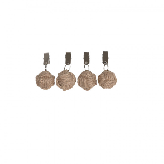 Knop dugholder, jute, 4 stk Knop dugholder, jute, 4 stk