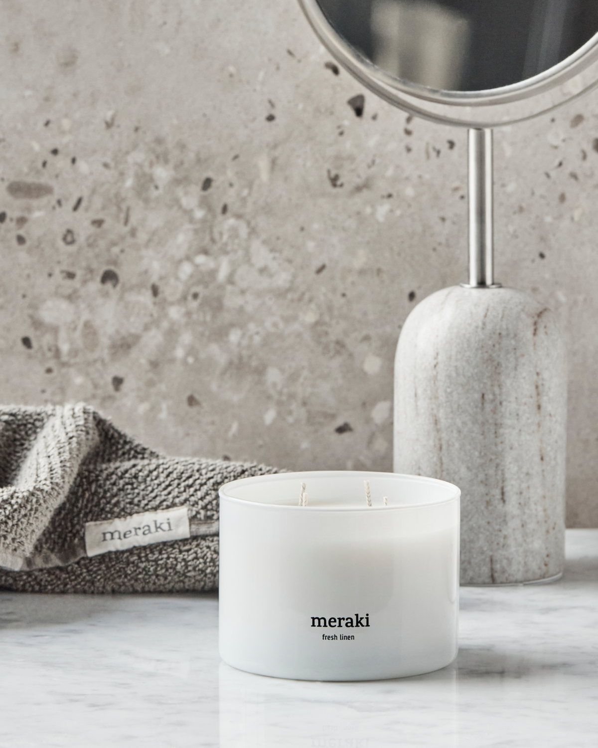 Meraki Duftlys, Fresh linen, Hvid