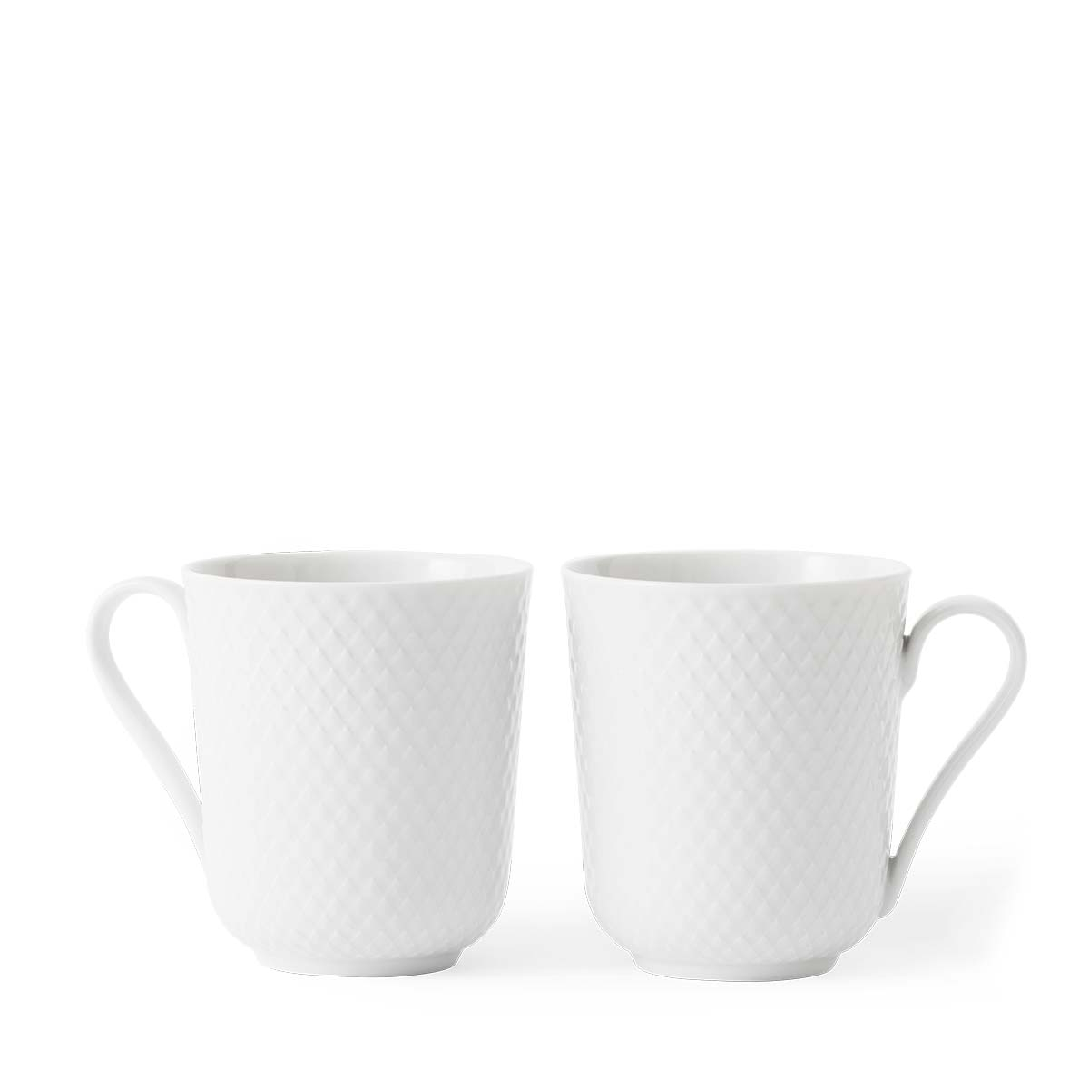 Rhombe Kop med hank 33 cl hvid porcelæn 2 stk. Rhombe Kop med hank 33 cl hvid porcelæn 2 stk.