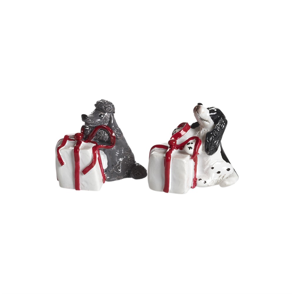 Julehunde 2 stk, H.4 cm, Hvid, grå