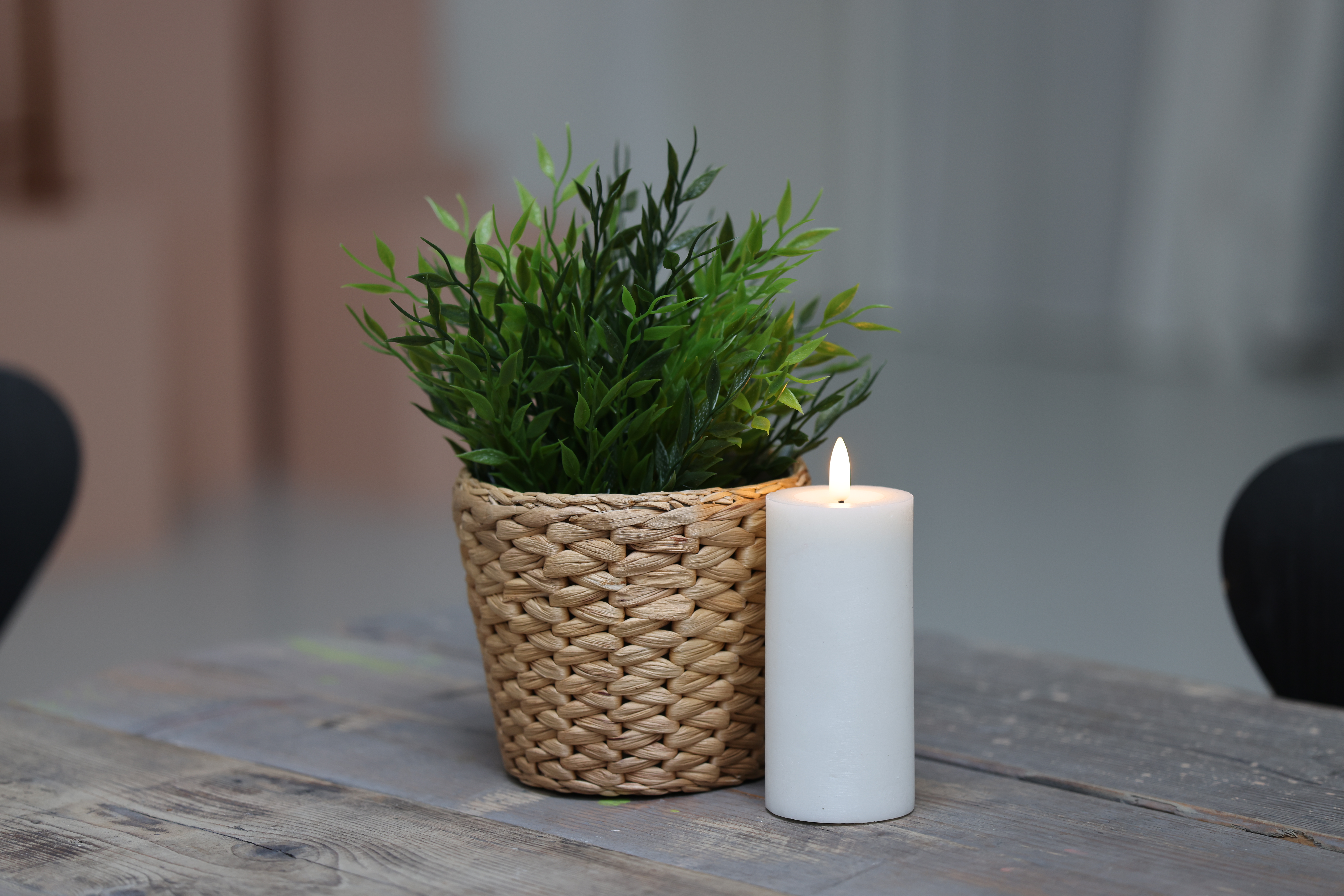 Skandi LED Bloklys Ø6 cm - Hvid - H12,5 cm
