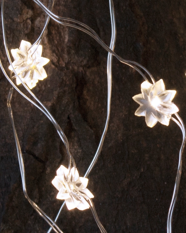 Silke miniblomst 40 lys med timer, Klar/Sølv Silke miniblomst 40 lys med timer, Klar/Sølv