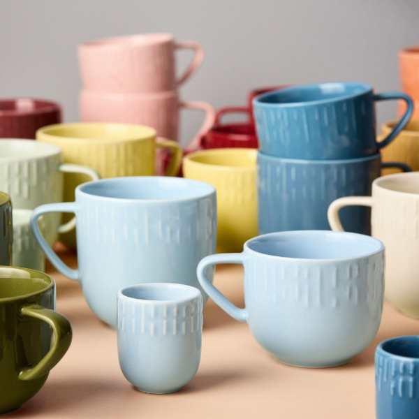 Confetti mini kop med relief Porcelæn 5 cl. Aqua