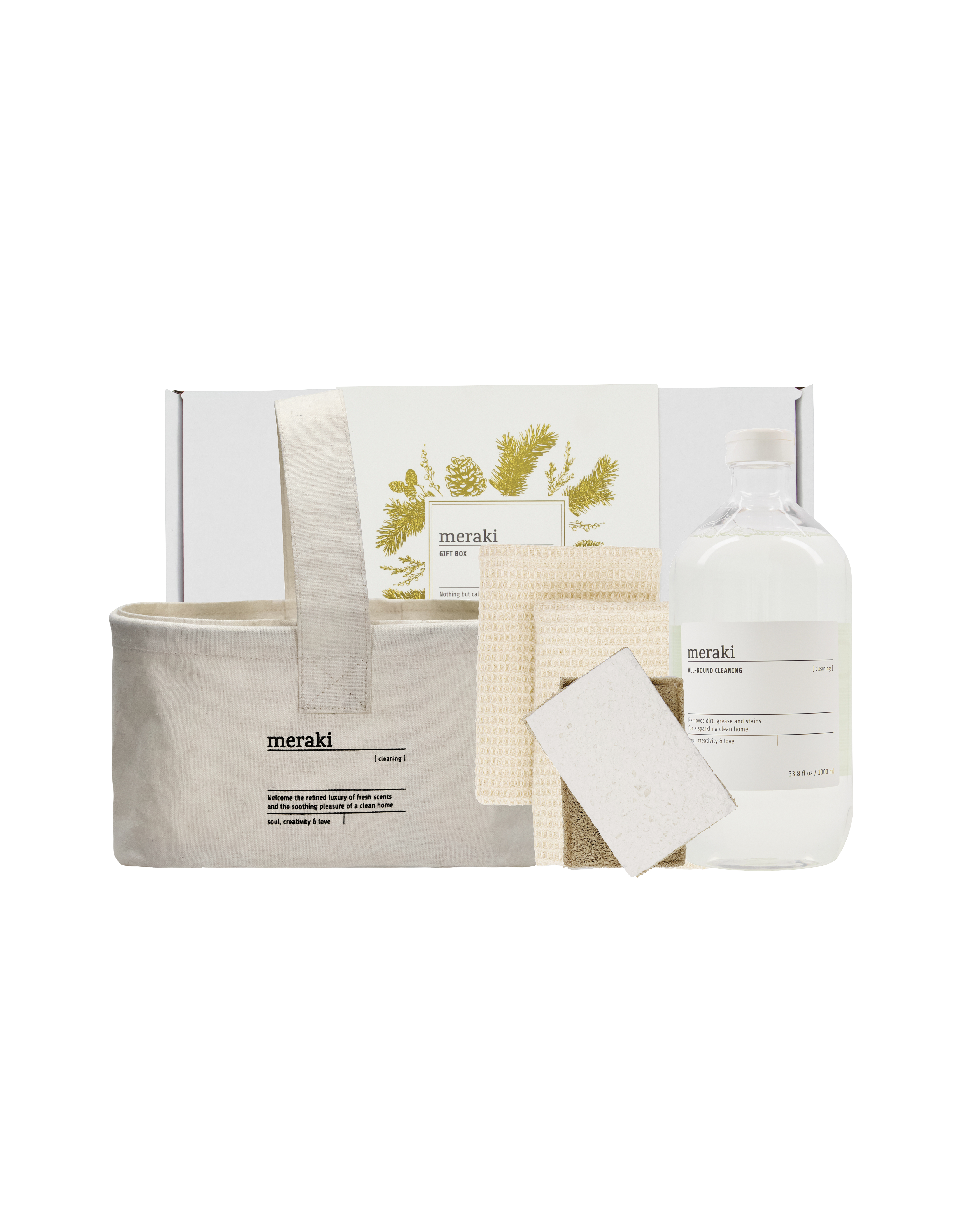 Gift boxCH, basket + dish cloth, beige + sponge + all-round cleaning, 1000 ml