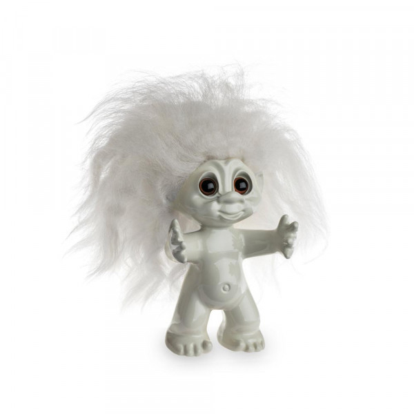 Lykketrold, råhvid/ råhvidt hår, 9 cm* Lykketrold, råhvid/ råhvidt hår, 9 cm*