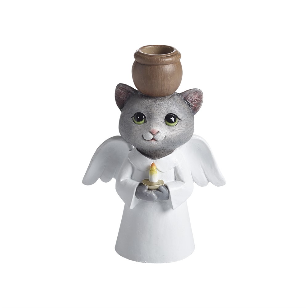 Lysestage Kat, Angel H.14,8cm