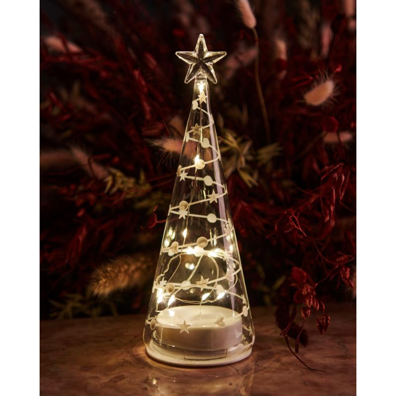 Sweet Christmas Træ, H22cm, Hvid/Klar